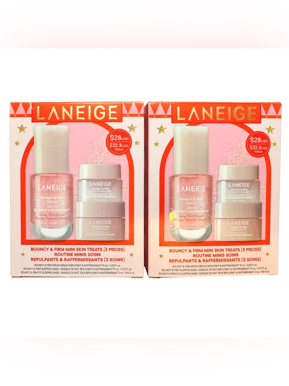LANEIGE Bouncy & Firm Mini Skin Treats Set Of 2 - Pink